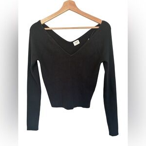 Abercrombie & Fitch Women's Large Black Rib Knit Sweater Top Large NEW